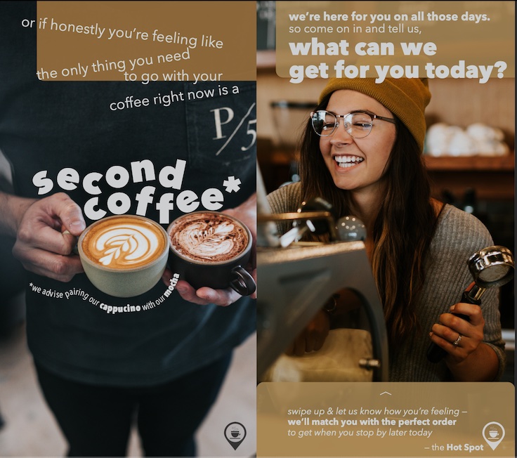 Remaining 2 panels of an Instagram ad story for fake coffee shop